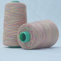 Toptan dikiş malzemeleri % 100% Polyester 40/2 dikiş ipliği, çok renkli gökkuşağı dikiş ipliği