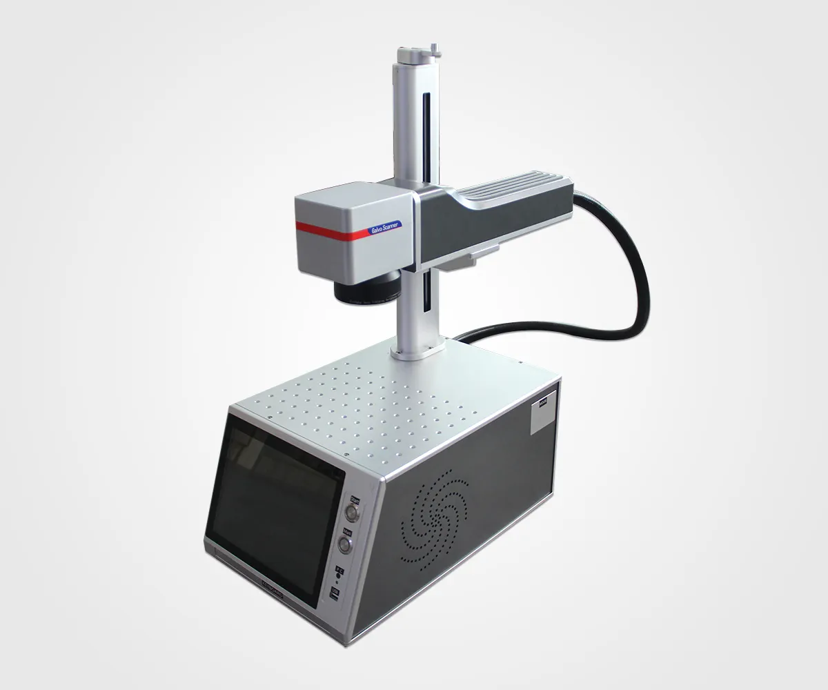 Mesin ukir Laser serat logam Desktop portabel, mesin penanda Laser serat logam aluminium 20 w 30 w 50 w