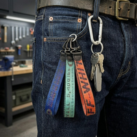 Porte-clés personnalisé avec emballage de vente au détail, étiquette en tissu brodée personnalisée, cadeau promotionnel, accessoire de marque avec logo, vente en gros