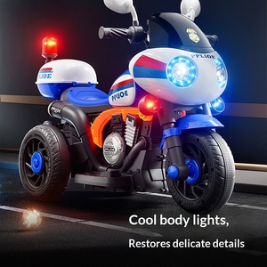Moto électrique pour enfants, tricycle, voiture de <span class=keywords><strong>police</strong></span> pour garçons et filles de 6 ans, jouet en plastique rechargeable télécommandé - Product Image 1