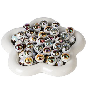 16mm <b>acrylic</b> printed sports straight-hole round <b>bead</b> DIY mobile phone chain <b>bead</b> stringing pen hanging accessory - Product Image 5