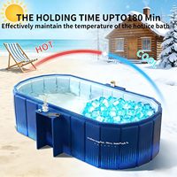 Baignoire rectangulaire pliable en PVC portable 1,5 m, baignoire pliable pour trempage, baignoire SPA japonaise bleue pour adultes, 1 personne, 30-39 gallons