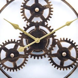 Stile industriale numeri romani in ferro ingranaggio scheletro metallo nero <span class=keywords><strong>orologio</strong></span> da parete al quarzo silenzioso di grandi dimensioni - Product Image 2