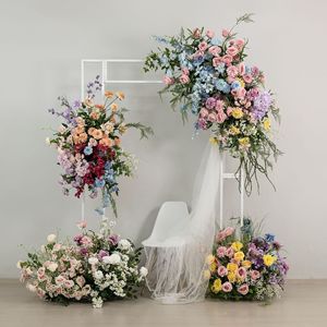 Ensemble d'arrangements floraux de mariage personnalisables en couleur Morandi, fleurs artificielles suspendues/au sol pour la décoration de mariage en extérieur et en intérieur - Product Image 1