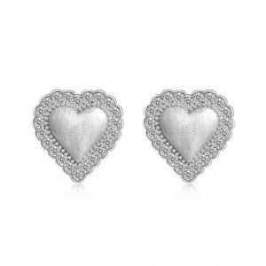 Pendientes de Corazón Dylam Dainty, Chapados en Oro de 22K sobre Plata de Ley, con Circonita Cúbica 5A, Superficie Cepillada, Joyería - Product Image 1
