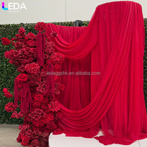 Cortinas de fondo para boda LEDA, nuevo diseño, decoración para fiestas, cortina de fondo roja arrugada para bodas y fiestas - Product Image 3
