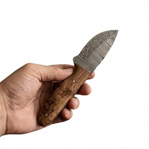 Couteau de chasse et de survie à lame fixe mini, en acier Damas artisanal, pointe tombante, manche en bois, qualité industrielle, pour revendeurs OEM 58/60 - Product Image 5