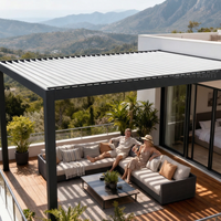 Système de pergola bioclimatique à toit automatique Greenawn avec écran d'intimité et capteur de pluie