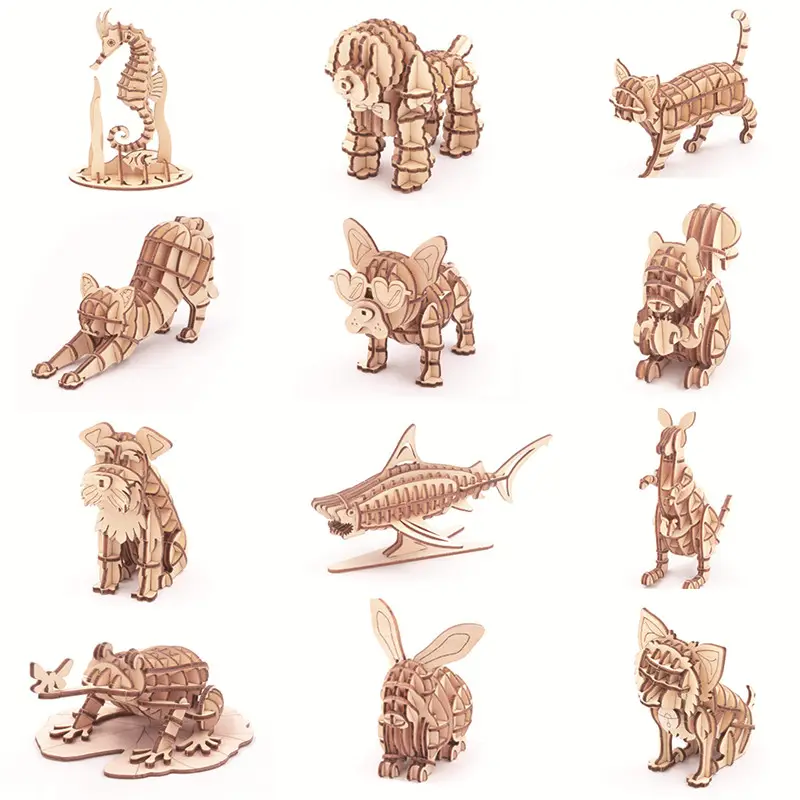 2020 wholesale Hot Selling Fidget Toy 3d wooden puzzle toys electronics sanimal cartoon toys factory low price jigsaw puzzle diy