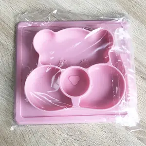 Food Grade Silicone Toddler Plates Unbreakable Divided Suction Plate For Baby