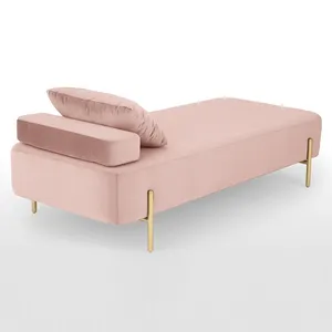 Hotel Pink Velvet Chaise Lounge Sofa Zweisitzer Stoff Wohnzimmer Chaise