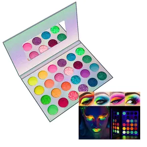 Maquiagem Fluorescência halloween rosto iridescente brilho na sombra escura brilho Paleta de sombra de olho Neon logotipo personalizado