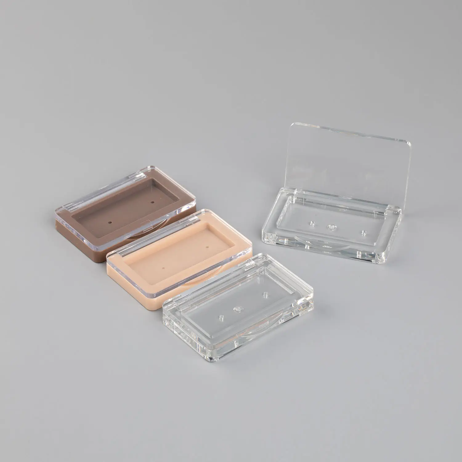 Kotak kemasan kosmetik plastik ABS kotak persegi Eyeshadow transparan lubang tunggal untuk pengemasan makeup