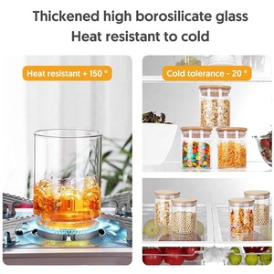 Botella de almacenamiento de vidrio de grado alimenticio, recipientes herméticos apilables <span class=keywords><strong>con</strong></span> tapas de bambú y etiquetas para dulces, galletas, especias de harina - Product Image 6