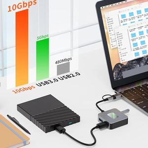 อะแดปเตอร์ฮับแยกพอร์ต USB 3.2 <span class=keywords><strong>Gen2</strong></span> แบบ 4 พอร์ต พร้อมพอร์ต Type C ความเร็ว 10Gbps สำหรับ MacBook <span class=keywords><strong>Pro</strong></span> Air <span class=keywords><strong>iPad</strong></span> <span class=keywords><strong>Pro</strong></span> แล็ปท็อป คอมพิวเตอร์ตั้งโต๊ะ - Product Image 2