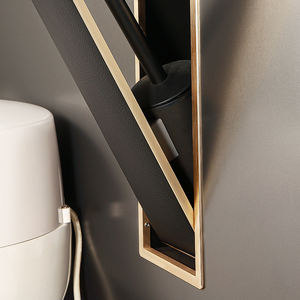 Portaescobillas de Inodoro Empotrado de Acero Inoxidable de Lujo <span class=keywords><strong>con</strong></span> Nicho, Diseño Moderno, Superficie de Cuero Empotrada - Product Image 2