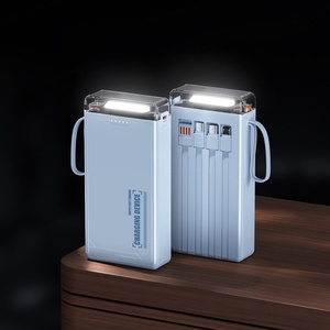 Batterie externe portable 20000 mAh haute capacité avec écran LED, charge rapide 10W, câbles intégrés et lumière – Prix usine - Product Image 2