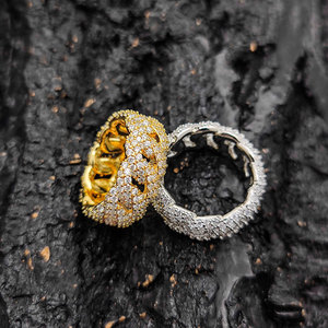 Premium Gold PVD 10mm Fully Encrusted Puffed Cuban Link Moissanite <b>Rings</b> <b>925</b> <b>Silver</b> Hip Hop Streetwear Jewelry Pass Diamond Test - Product Image 6