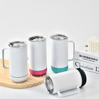 Baru pegangan baru sublimasi cangkir kosong 14oz nirkabel Bluetooth pengeras suara musik pintar terisolasi perjalanan Tumbler dengan pegangan
