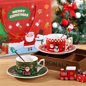 Christmas Gift Ideas <b>Ceramic</b> Coffee <b>Cup</b> Creative Christmas Mug with Saucer and Spoon - Product Image 5
