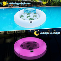 OEM personalizado doble flotante cama Piscina redonda adulto reclinable PVC inflable con luz LED solar