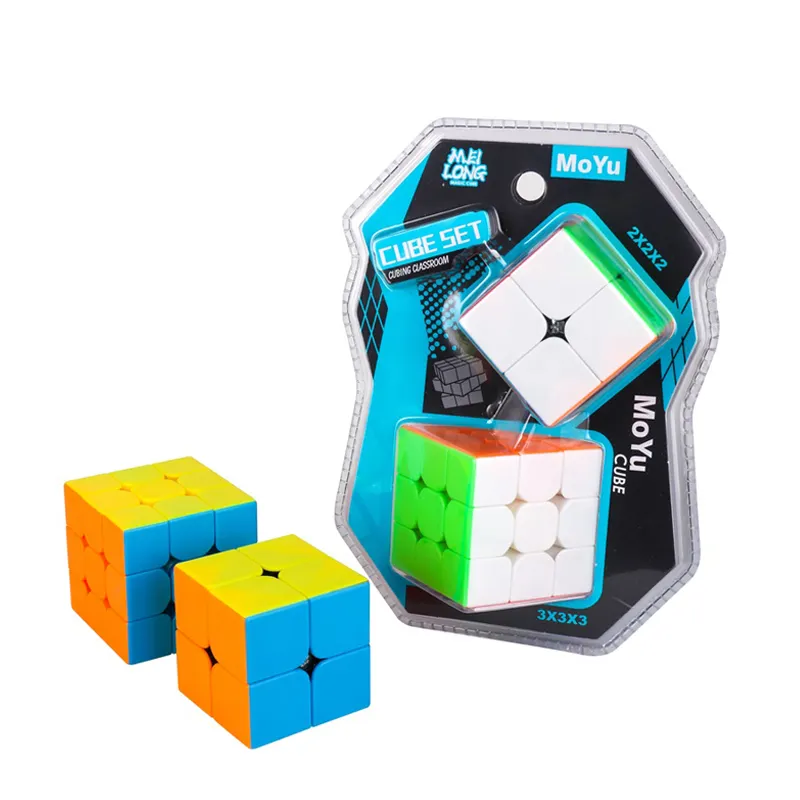 Cuberspeed Bundle 2 pcs Moyu Meilong 3x3x3 2x2x2 stickerless Speed Cube Cubing Classroom Meilong magic cube CE for sale