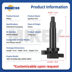 Bobine d'allumage moteur MIKEY 90919W2002 pour Citroën C1 II 1.2 PureTech 82, pièces automobiles de haute qualité pour DQZ9714MC G3LA 1.0 DPI - Product Image 3