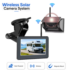 Sistema di Telecamera Wireless Solare con Montaggio Magnetico, Monitor da 5 Pollici, Visione Notturna, Telecamera Impermeabile per Camper e Camion - Product Image 1