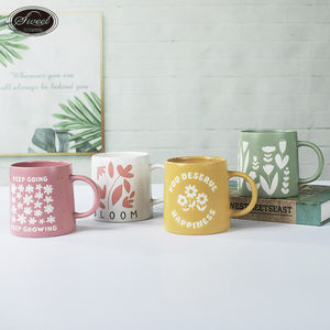 Tazza di <span class=keywords><strong>caffè</strong></span> nordica dipinta a mano gialla tazza di <span class=keywords><strong>caffè</strong></span> personalizzata con fiori tazza di grande capacità per la colazione latte farina d'avena in gres ceramica tazze - Product Image 6