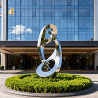 Grande sculpture de jardin moderne en acier inoxydable, décoration paysagère extérieure, statue polie effet miroir