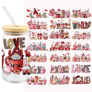 Valentine's Day Custom Logo Cup Cold Transfers Film Sheet Label UV DTF Wraps Stickers for Glass cup Mugs