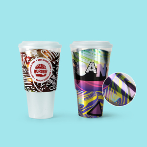 Vaso de Plástico PP IML Personalizado con Logotipo Ecológico Reciclable de 22/24/32 oz, con Degradado Holográfico Brillante, Gran Capacidad para Bebidas Frías, Té Helado y Refrescos - Product Image 1