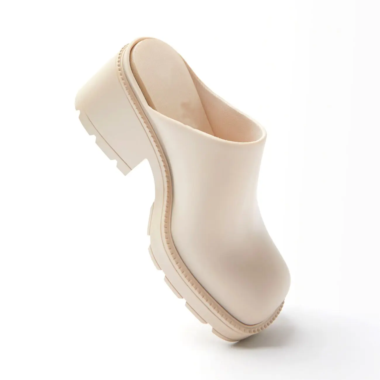 New Style All Match 6-10cm Block Heel Clogs Mules Sandal Women Beige White Comfortable Clog Slipper Sandal Shoes for Lady