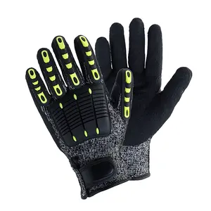Winter Cut Resistant Gloves Sandy Nitrile Coated Palm With Foam Cushion Safety Gloves