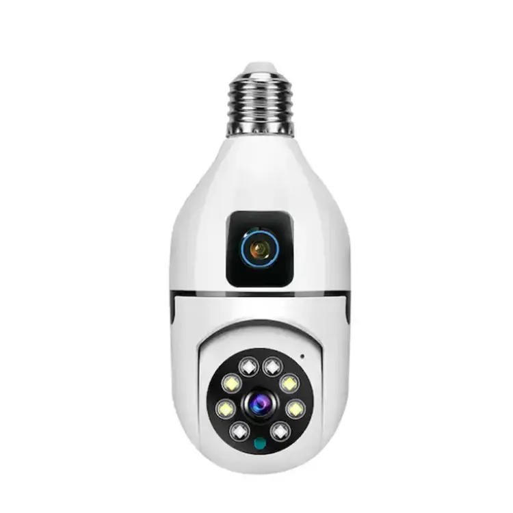 Caméra d'intérieur à ampoule V380 à double objectif Caméras IP sans fil 4MP Sécurité domestique Vision nocturne Détection de mouvement Audio bidirectionnel