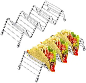 2er Pack Taco Halter Taco Stand Rack Eisendraht Edelstahl Rostfrei Taco Rack Hold 3 oder 4 Hard oder Soft Shell zum Backen