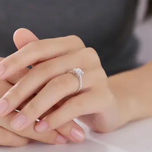 Новинка 2022, обручальное кольцо, ограненное подушкой, оптовая продажа, кольца из муассанита S925, Серебряное женское кольцо из муассанита для свадьбы