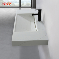 Évier simple double de luxe en marbre, surface solide, lavabo de salle de bain, design personnalisé, ensemble de vanité