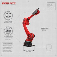 Robot industriel BORUNTE à 6 axes BRTIRUS1820A, portée de 1895 mm, capacité de 20 kg, robot de préhension et de placement, robot CNC
