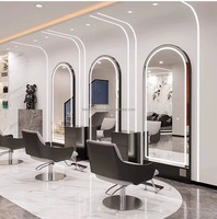 Miroir de coiffeur moderne 2025, design mural, éclairage LED, aluminium, salon de coiffure, salon de beauté, maquillage