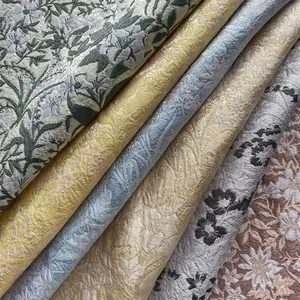 100% poliestere francia stile floreale di lusso lettera Jacquard tessuto broccato per il panno del vestito