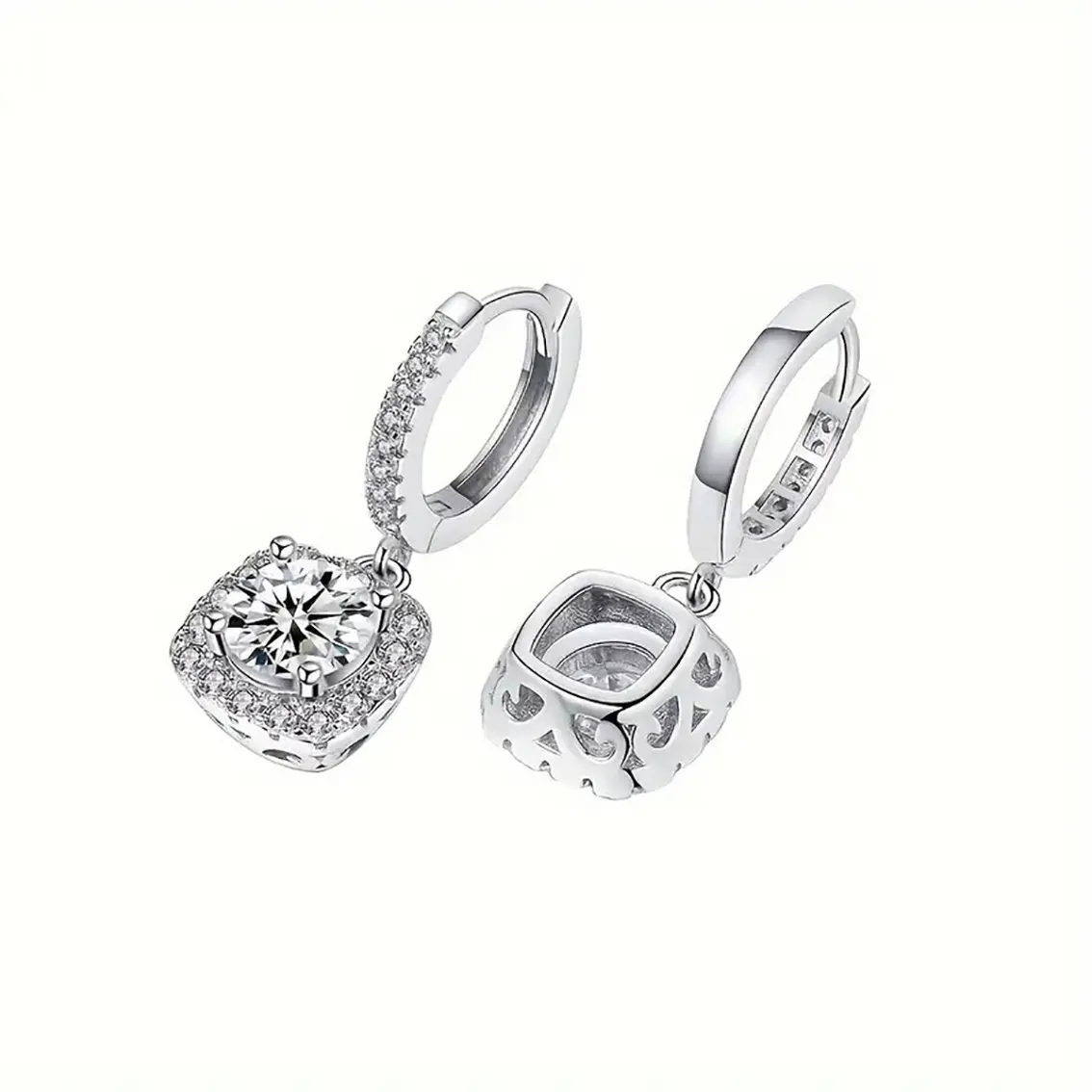 Tùy chỉnh cá tính vòng cắt Solitaire VVS1 D màu moissanite Stud bông tai 925 sterling bạc giá bán buôn GRA