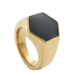 Hexagon Titanium Steel <b>Ring</b> Gold Color Men's Fashion Jewelry Gift Geometric Design - Product Image 1
