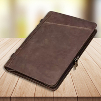 Portefeuille en cuir véritable classeur affaires dossier reprendre Document organisateur cahier avec fermeture éclair