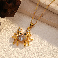 Collier de luxe en acier inoxydable or 18 carats strass chaîne de clavicule série océan étanche pour femmes en alliage plaqué rhodium