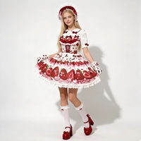 Robe Lolita JSK à la fraise, avec corset en dentelle, costume de cosplay de princesse