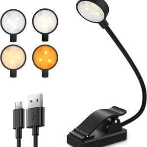 Lampe de lecture LED portable rechargeable par USB, douce pour les yeux, luminosité réglable, clip flexible, ambre, pliable, chambre, salon - Product Image 1