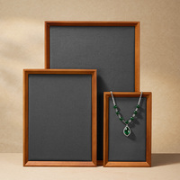 Plateau de présentation de bijoux en bois de frêne massif, doublé de suède, organisateur pour colliers, bagues, bracelets, comptoir de magasin, vente en gros, personnalisé