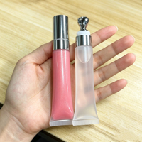 Gloss à lèvres transparent longue tenue en tube souple avec applicateur métallique, huile hydratante pour les lèvres, baume à lèvres doux, soin des lèvres