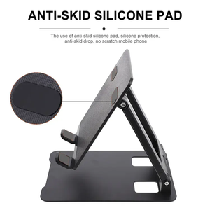 Supporto da Tavolo Pieghevole e Regolabile in Lega di Alluminio per Telefono e Tablet, Antiscivolo con Silicone, per Ufficio, Casa, Videochiamate, Universale - Product Image 2